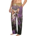 thumbnail image 2 of Daiia Dog in Lavender Flowers Men's Sleep Pant with Pockets and Drawstring,Pajama Pants-XX-Large, 2 of 9