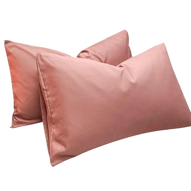 Juego de 2 fundas de almohada gris oscuro, funda de almohada de cama con tejido de satén suave de algodón lavado