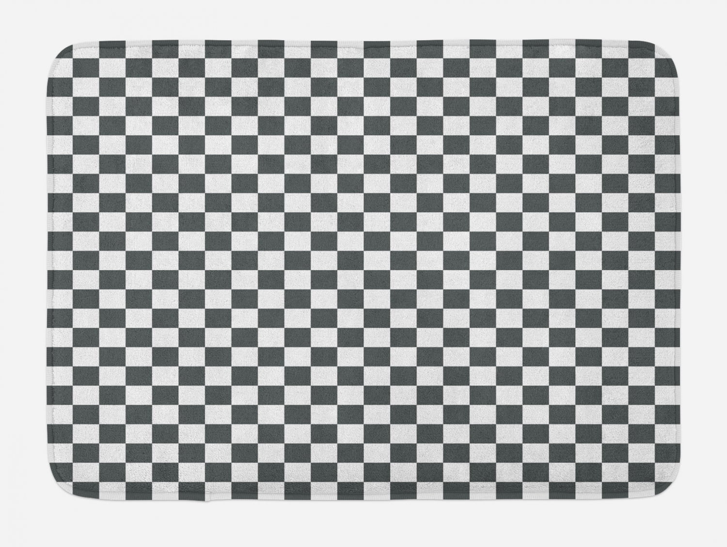 Checkered Bath Mat, Monochrome Composition with Classical Chessboard ...