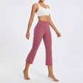 thumbnail image 4 of Cropped Yoga Pants Womens Plus Size Capri Flare Leggings Lightweight Summer Workout Pants for Summer Hot Pink 2XL, 4 of 6