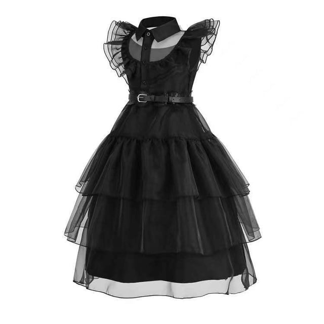 Vestido de princesa familiar para niñas europeas y americanas, falda de pastel para niños de Cosplay negro