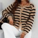 thumbnail image 4 of Suéter de cuello redondo de punto para mujer Suéter tipo cárdigan informal suelto con frente abierto FLhrweasw Nuevo, 4 of 7