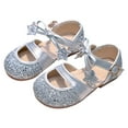 thumbnail image 3 of Ccpelsie Glitter Princess Ballet Flats for Girls, Mary Jane Shoes Dress Shoes for Girl Back to School Princess Wedding Shoes (Toddler/Little Kid/Big Kids)(Silver,11), 3 of 9