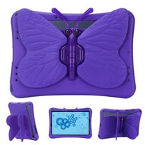 Butterfly Kids Case for Samsung Galaxy Tab S9 FE 5G 10.9"/ S9/ S8/ S7 11", Galaxy Tab A9 Plus Case, Soft EVA Rotating Stand Lightweight Shockprof Kids Friendly Case Cover,Purple