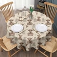 thumbnail image 3 of Beige Highland Cow Fence Pattern Round Tablecloth 60"x60",Wrinkle Wipeable Table Cloth for Kitchen Dining Room Picnic Patio Party, 3 of 6