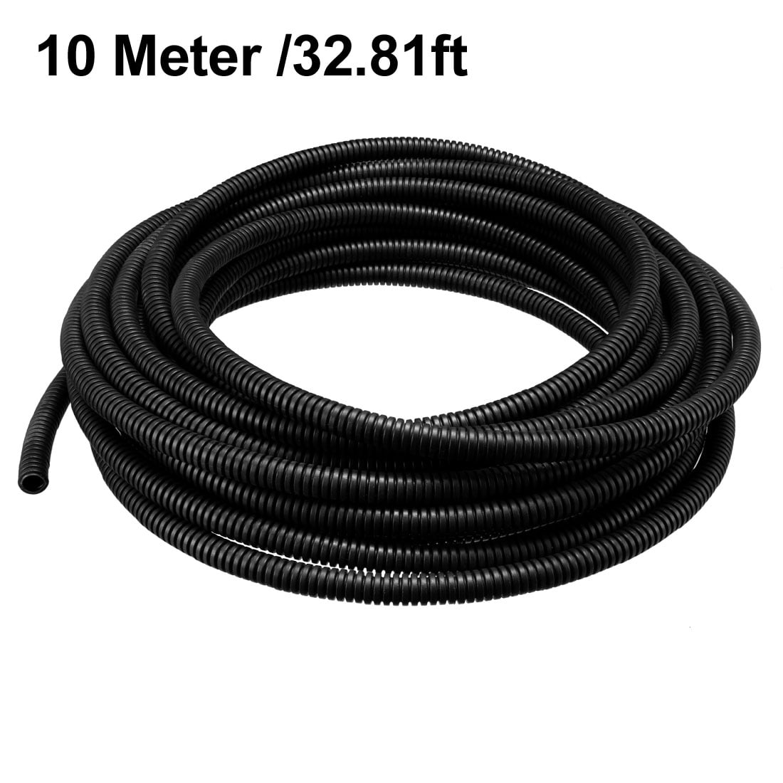 Unique Bargains 10 M 6.5 x 10 mm PP Flexible Corrugated Conduit Tube for Garden Black