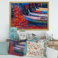 thumbnail image 3 of Boats During Warm Sunset Resting On The Water IX 40 in x 30 in Framed Painting Canvas Art Print, by Designart, 3 of 4
