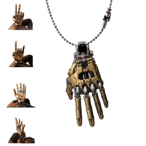 Steampunk Robot Hand Pendant - Articulated Mechanical Finger Necklace for Men & Women, Go thic Jewelry Gift