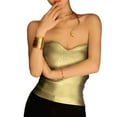 thumbnail image 4 of Women Sparkly Metallic Strapless Sweetheart Neck Skinny Crop Tube Top Nightclub Backless Sleeveless Bandeau Vests Shirt, 4 of 9
