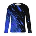 thumbnail image 4 of Yufatyle Long Sleeved Shirts for Men Casual Printing Workout Pullover Round Neck T-Shirt Slim Fit Tops, Blue S, 4 of 5
