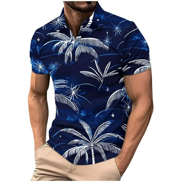 Mens Manga Corta Botón Abajo Camisas con Bolsillo Pulover Botón de Impresión de la Camisa de Solapa de Poliéster Cuello de Vuelta, Blusa Casual para Hombres