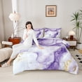 thumbnail image 6 of Manfei Adult Modern Marbling Bedding Comforter Set, Chic Abstract Marble Twin Comforter Sets, White Purple Fashion Reversible Bedding Set, Breathable Home Decor, 2-Piece, 6 of 9