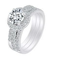 thumbnail image 2 of AFFY 14k White Gold Plated Silver Center 1ct 6.5mm G-H-I Color Halo Moissanite Wedding Engagement Rings Set for Women 3 Pieces Ring Size-5.5, 2 of 3