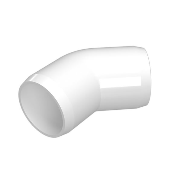 FORMUFIT F00145E-WH-4 45 degree Elbow PVC Fitting, Furniture Grade, 1" Size, White, 4-Pack