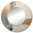 thumbnail image 2 of Designart "Fusion Of Gold And Beige Paint" Abstract Painting Round Mirror Wall Decor Modern - Large Beige Round Bathroom Mirror - Round Mirror - 36" x 36", 2 of 6