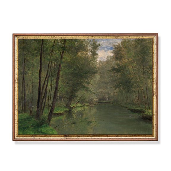 Vintage Forest River Peaceful Woodland Landscape Wall Art Decor Unframed Paper Print