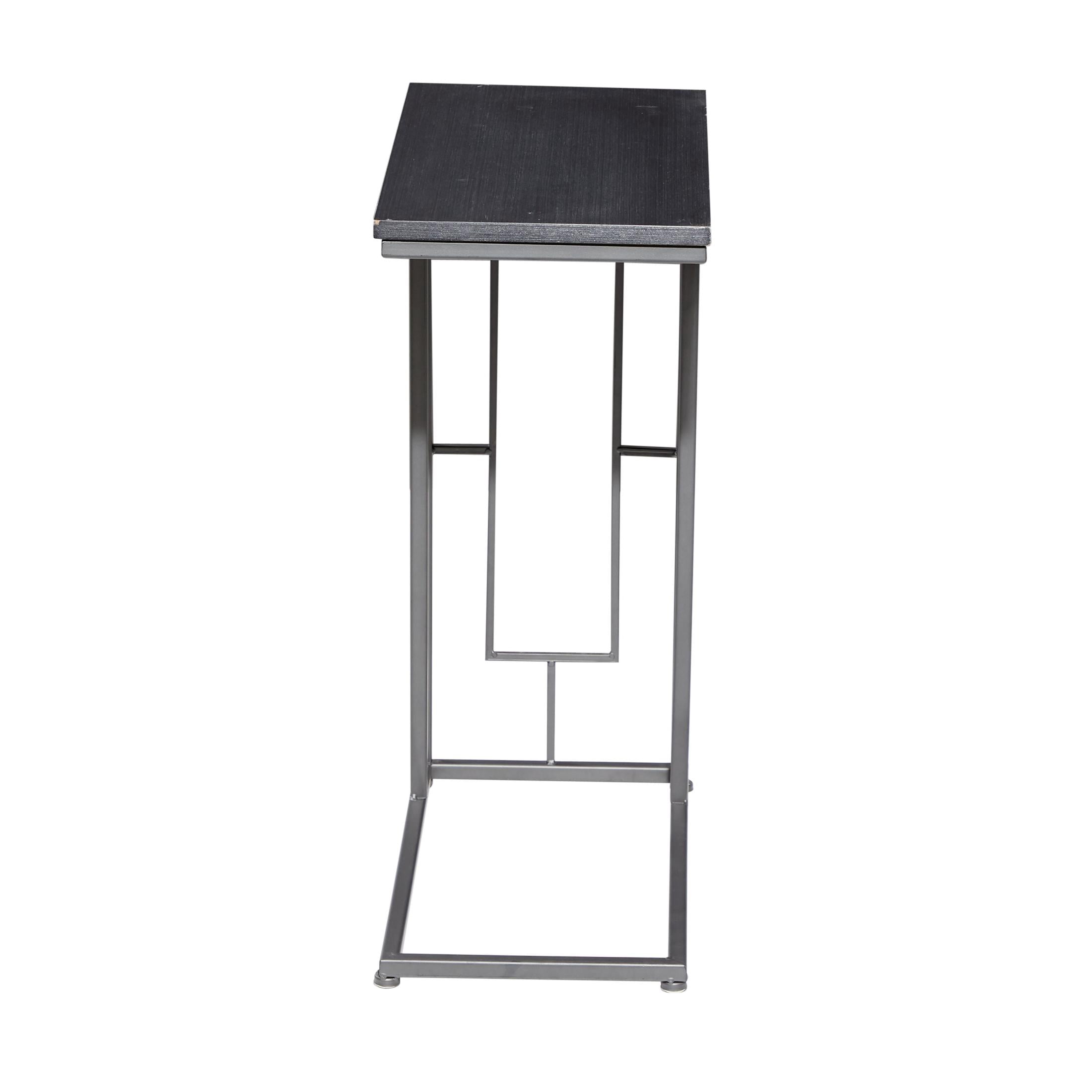 DecMode 19" x 26" Black Metal C-Shaped Accent Table with Black Metal Base, 1-Piece