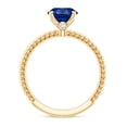 thumbnail image 2 of Oval Shape Lab Grown Blue Sapphire Solitaire Ring with Surprise Diamond (4 Carat, AAAA Quality), 18K Yellow Gold, US 8.50, 2 of 8