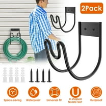 Moclever 2Pcs Heavy Duty Garden Hose Holder, Stainless Steel Wall Mounted Hose Hanger for Water Hose Extension Cords, Black