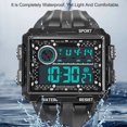 thumbnail image 4 of Men Rectangle Digital Watch, Multi Functional Large Screen Display Night Light Black Men Digital Watch  for Boyfriends for Daily Life, 4 of 7