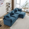 thumbnail image 3 of EUROCO 112.2" Modern L-Shape Sectional Sofa Couch, Chenille Upholstered Sofa with Ottoman and 5 Pillows, Indoor furniture for Living Room, Blue, 3 of 8