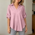 thumbnail image 2 of Thousandth Women's Plus Size Tops Cotton Flowy V Neck Blouse Casual 3/4 Sleeve Loose Fit Batwing Tunic Tops Elegant Office Shirts for Women, 2 of 7