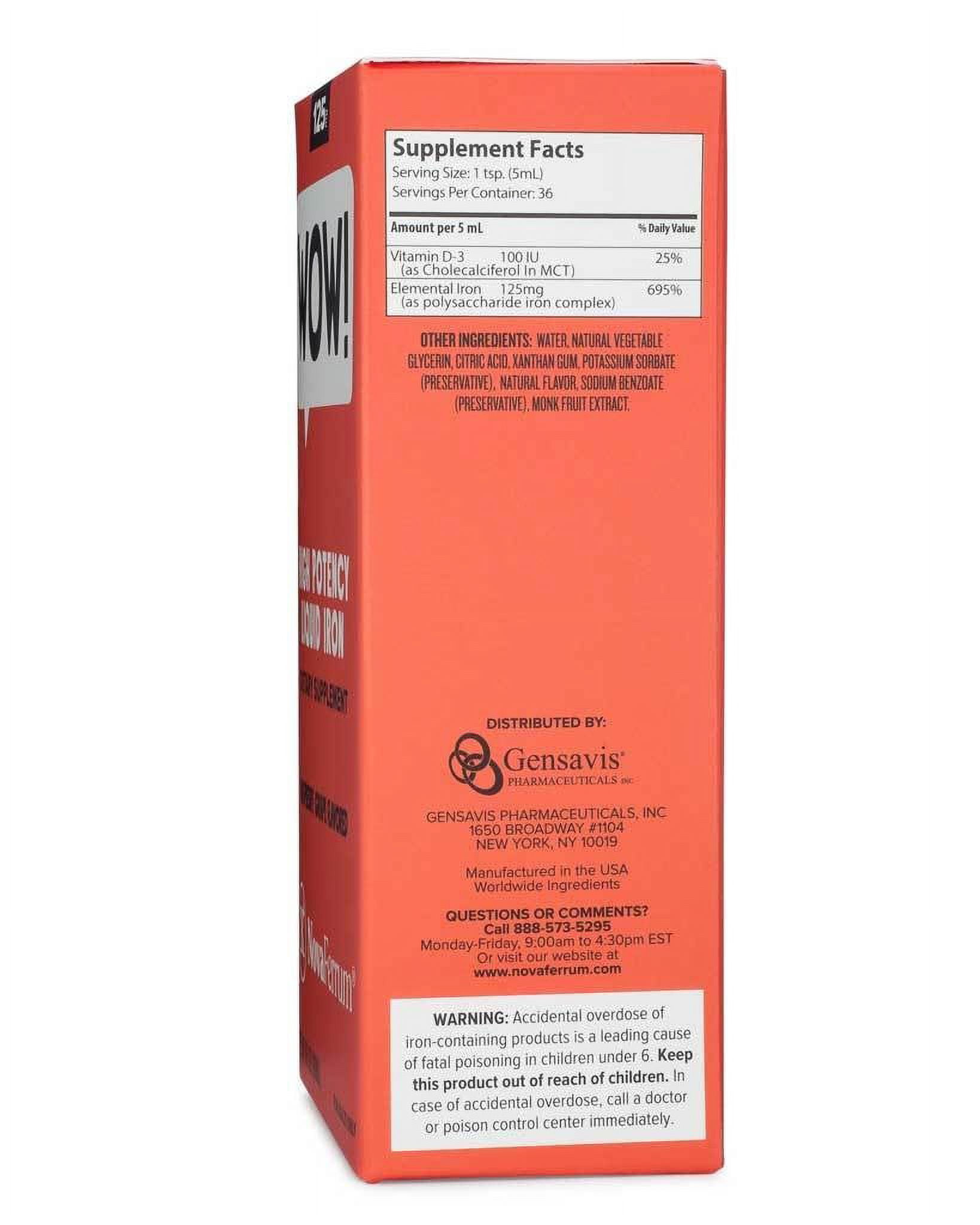 NovaFerrum Raspberry Grape 125 Liquid Iron Supplement, 6 Fl. Oz.