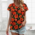 thumbnail image 3 of Red Poppies on Black Women's Blouse Short Sleeve Women's Top T-Shirt Spring Summer Clothes, 3 of 7