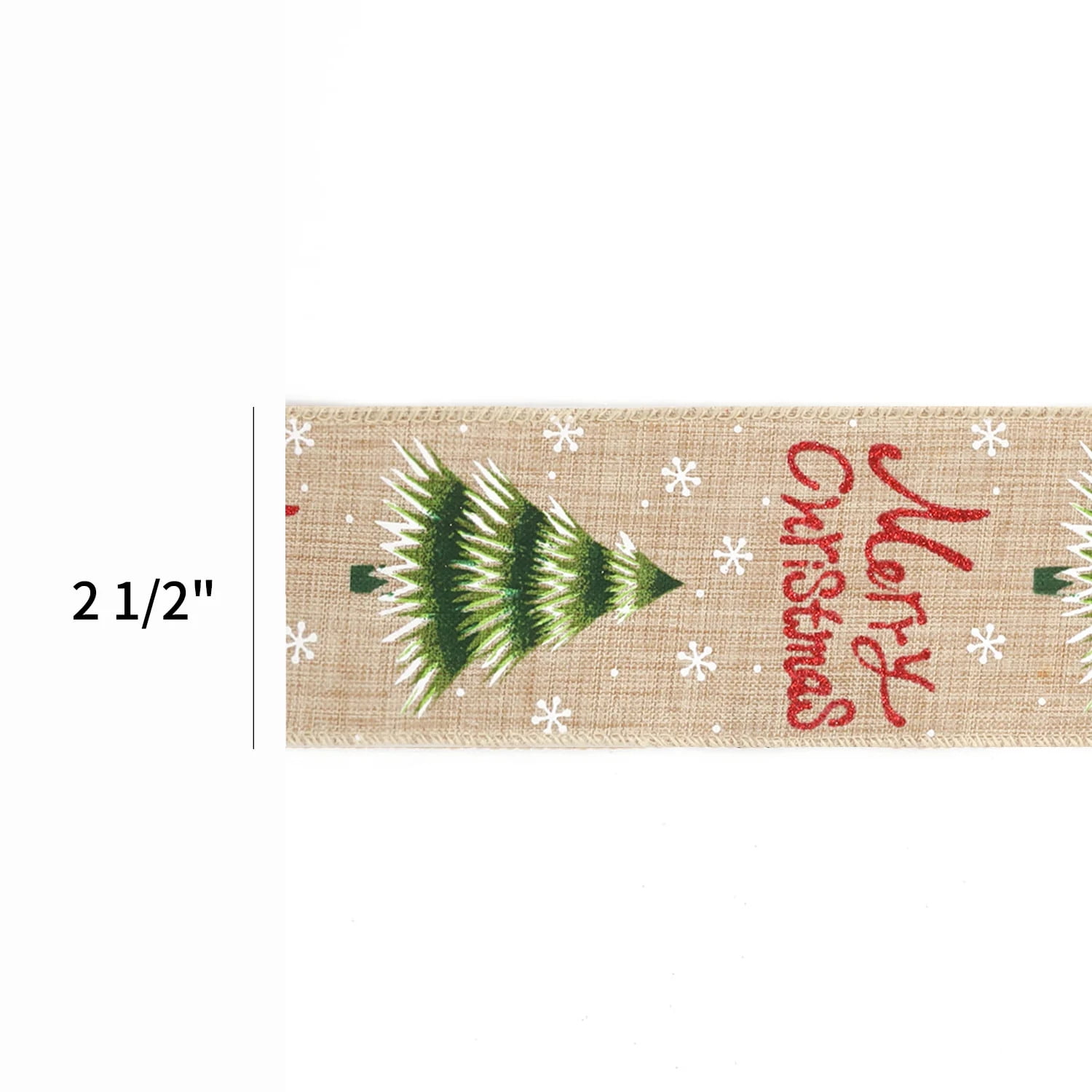 LaRibbons 2 1/2" Holiday Wired Ribbon | "Merry Christmas" Natural/Multi | 10 Yard Roll