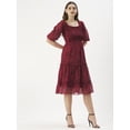 thumbnail image 2 of DressBerry Women’s Printed Poly Georgette Sweetheart Neck Puff Elbow Sleeves Calf Length Light Weighted Tiered Hem Casual&nbsp;Summerwear Beachwear Partywear All Purpose One Piece Dress, 2 of 7
