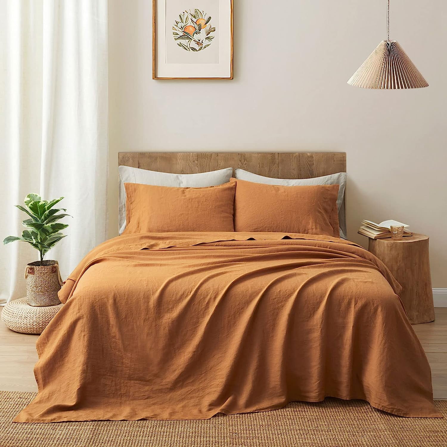 ATLINIA Bedding Linen Bed Sheets Set 100 Pure Flax Linen Sheets