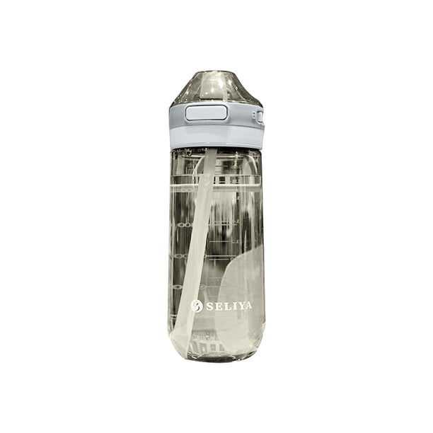 Botella de Agua con Paja Botella de Agua de Fitness de Gran Capacidad con Taza de Paja, Graduado Boca Plana Taza de Paja, Plastico de Grado Alimentario, Tapa a Prueba de Fugas, Apto para Gimnasio Y De