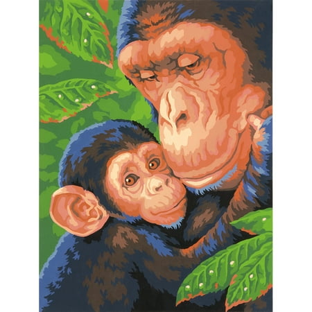 Dimensions Crafts 73-91470 Paint Works Paint by Number Kit, Chimp and Baby
