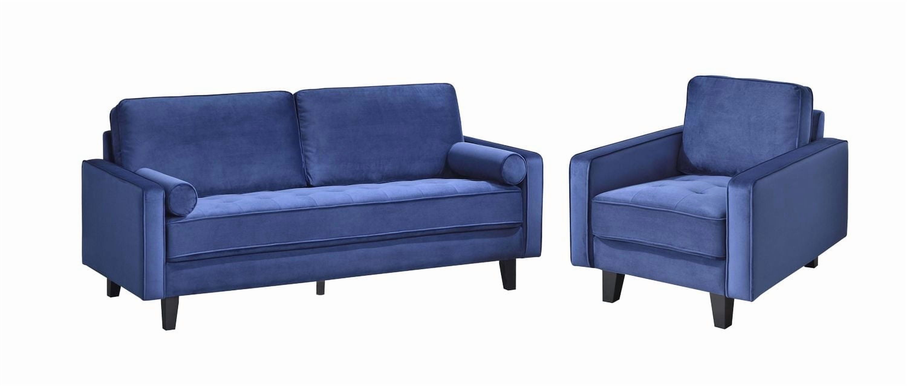 Topline Home Furnishings Ensemble mobilier 2 pièces : sofa et fauteuil en velours bleu