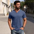 thumbnail image 2 of Qwertyu Mens Henley Lightweight Shirts Short Sleeve Casual Cotton Button T-Shirts Summer Basic Tee Navy 2XL, 2 of 6