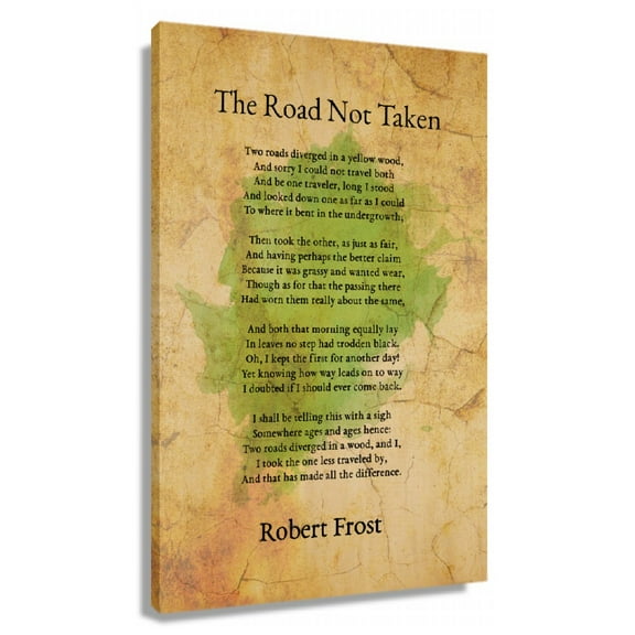 The Road Not Taken Poem Wall Art Robert Frost Quotes Wall Art Poetry Posters for Kitchen Vertical Paintings for Living Room Print Artwork Pictures Framed 20x30 in