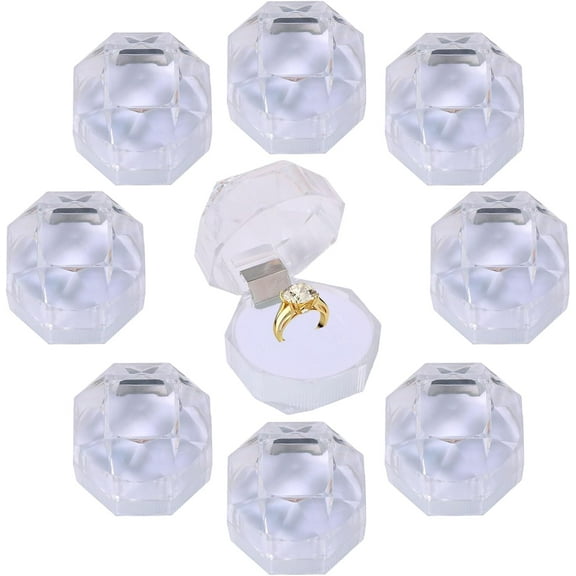 40Pcs White Transparent Plastic Ring Boxes Earrings Jewelry Storage Boxes with Foam