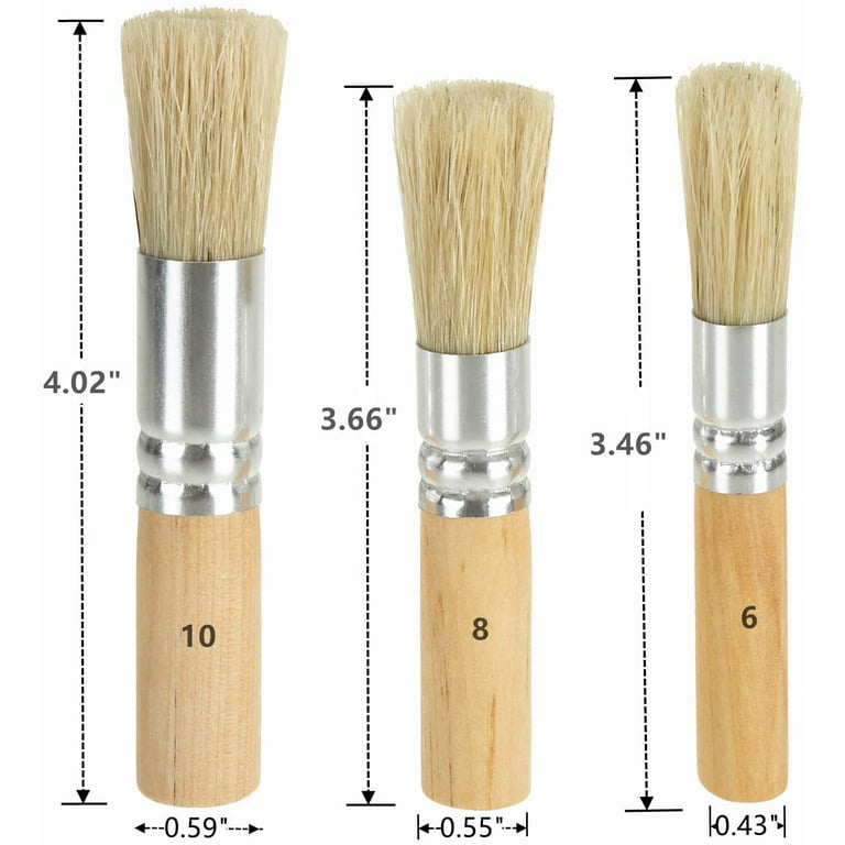 12 Pack Wooden Stencil Brush, Natural Bristle Paint Brush Set for Acrylic Painting, Oil Painting, Watercolor Painting, Stencil Project, Card Making