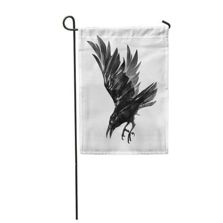 Airborne Flight - SIDONKU Air Drawing of Diving Crow Sketch Bird in Flight Airborne Garden Flag Decorative Flag House Banner 28x40 inch