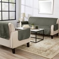thumbnail image 5 of Reversible Quilted Furniture Protector, Machine Washable Slipcover, Loveseat, Sage Green / Light Gray, 5 of 6