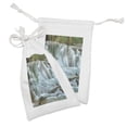 thumbnail image 2 of Nature Fabric Pouch Set of 2, Waterfall Bamboo Tree Japanese Style Garden View Picture Print Jungle Stream, Drawstring Bag for Toiletries Masks and Favors, 9" x 6", Green and Brown, by Ambesonne, 2 of 2