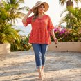 thumbnail image 2 of GRACE & GRANDEUR Women's Plus Size Ditsy Floral Blouse Tie Front V Neck Ruffle Sleeve Peplum Top Summer Babydoll Blouse 3X Red, 2 of 6