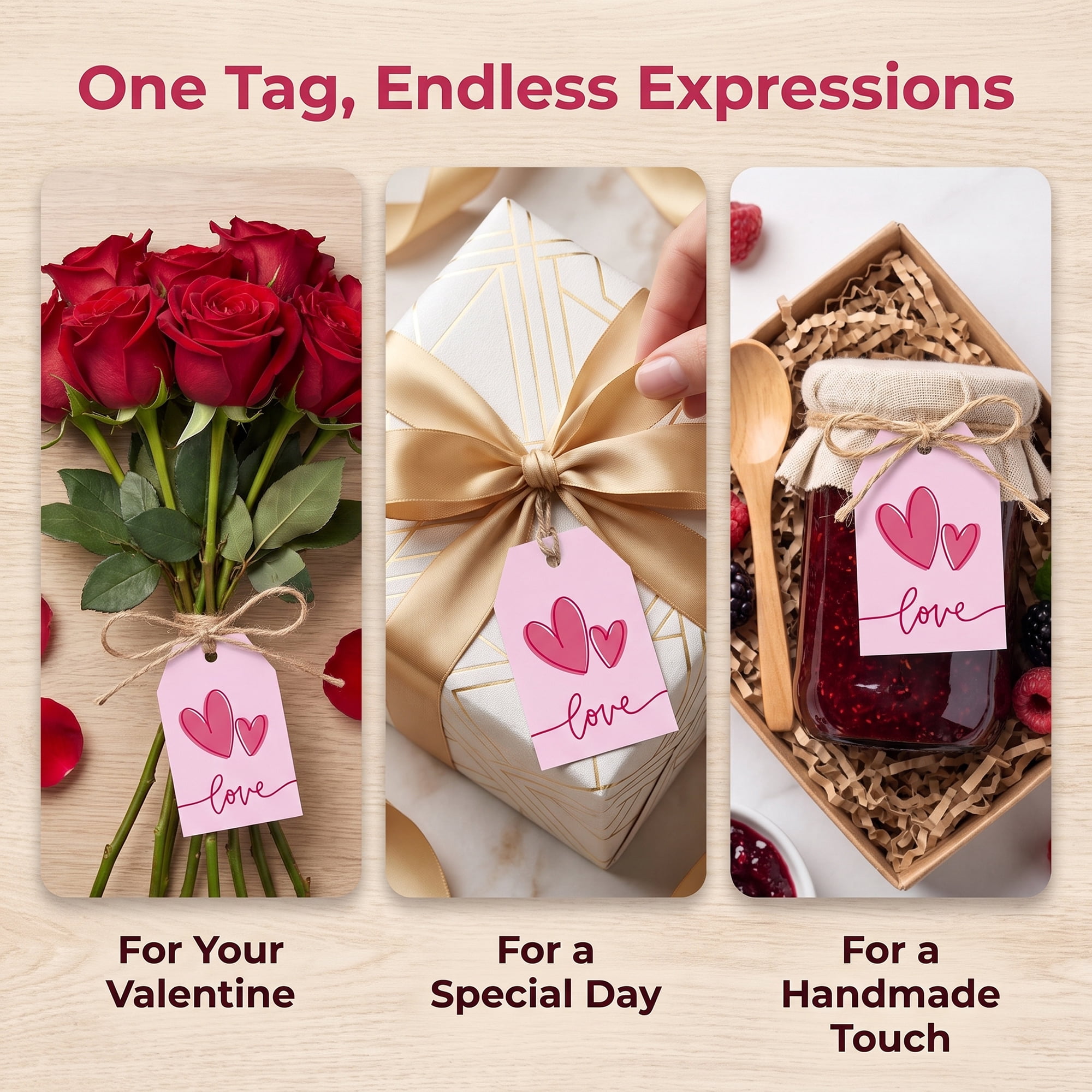 Unique Bargains Gift Tags with Twine for Present Wrapping and Crafting Love Line 2" x 3.1"