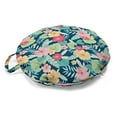 thumbnail image 1 of Floral Round Floor Cushion with Handle, Hibiscus Flower and Leaves Tropical Summer Flair Bouquet Arrangement Illustration, Pillow for Living Room & Dorms, 18" Round, Multicolor, by Ambesonne, 1 of 4
