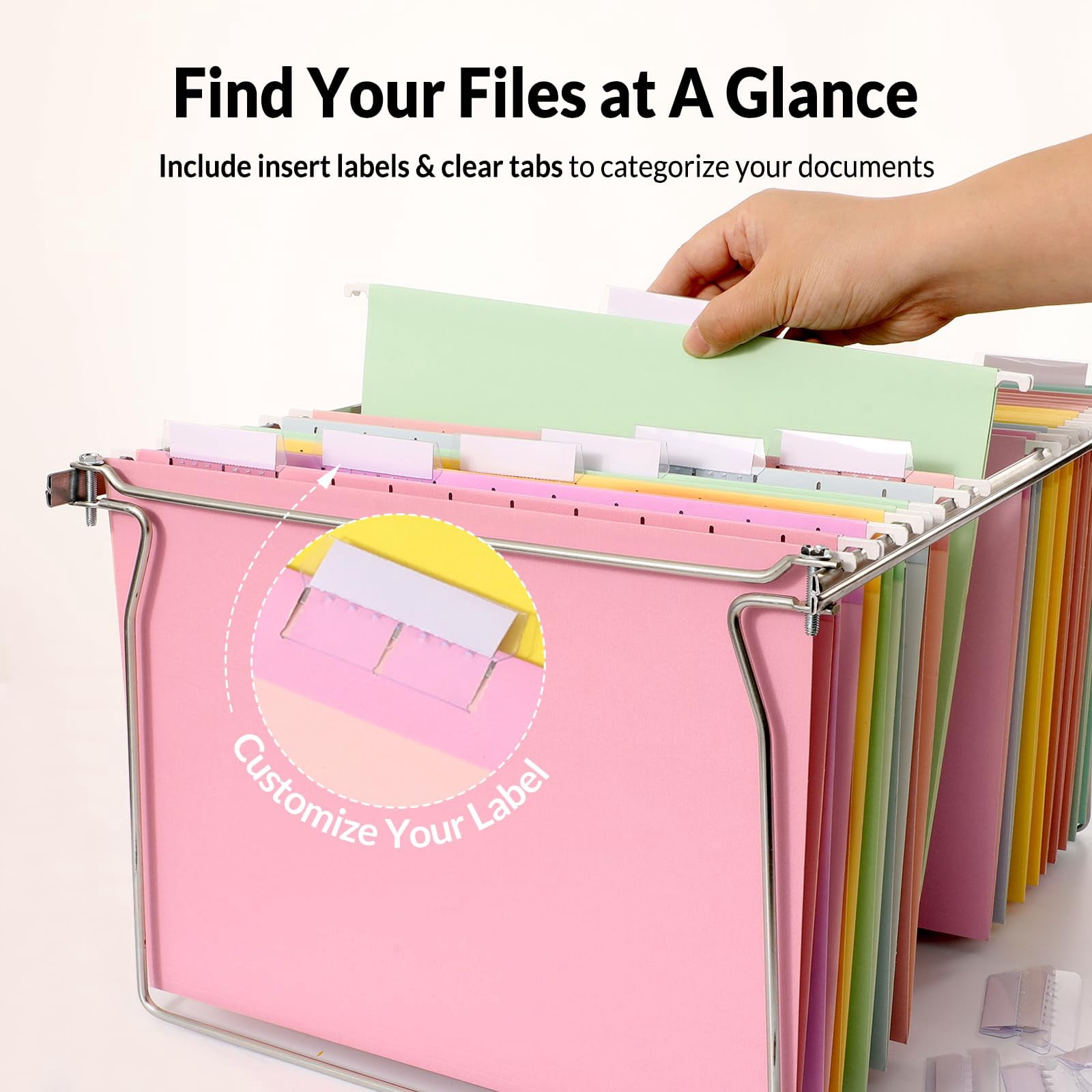 25 Pack Hanging File Folders  Bright Letter Size With 1/5-cut Tabs Stay Organized For Your Home And Office Bulk Documents