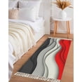 thumbnail image 3 of Area Rug with Tassels 2' x 4', Red Gray Color Blocks Kitchen Runner Rug for Hallway Bedroom Throw Rugs, Gradient Abstract Geometric Soft Door Mat for Bathroom Entrance Living Room, 3 of 9