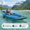 thumbnail image 3 of 12.5 ft Inflatable Kayak for 2 Person, Fishing Kayak with Padded Seat and 3 Fins, Portable Touring Kayak with Hand Pump Carry Bag Repair Kit, 450 LBS Weight Capacity, 3 of 7
