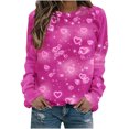 thumbnail image 1 of VALMASS Chandails en Molleton de la Saint-Valentin pour Femmes Manches Longues Imprimé Cœur Hauts Décontractés Col Rond Extérieur Blouses (L, Rose Vif), 1 of 3
