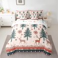thumbnail image 2 of Manfei Christmas Deer Bedding Comforter Set 7pcs for Kids, Green Xmas Tree Full Bedding Set, Colorful Snowflakes Fitted Sheet Flat Sheet, Ultra Soft Home Decor, 2 of 8