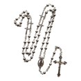 thumbnail image 1 of Collar de rosario con cuentas redondas de oración, colgante religioso cristiano de Jesús con cruz para hombres y mujeres, joyería con abalorio., 1 of 5
